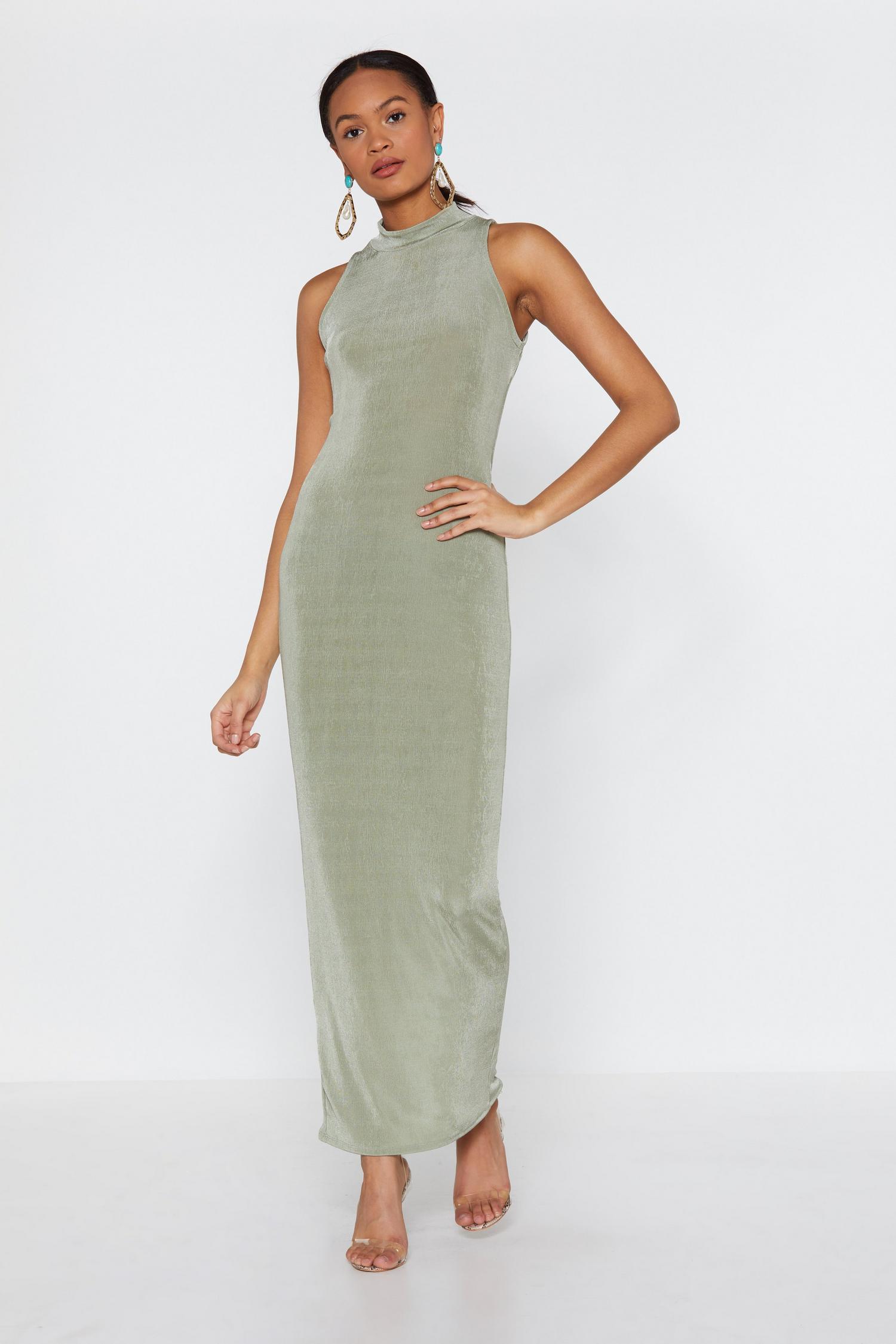 high neck backless gown