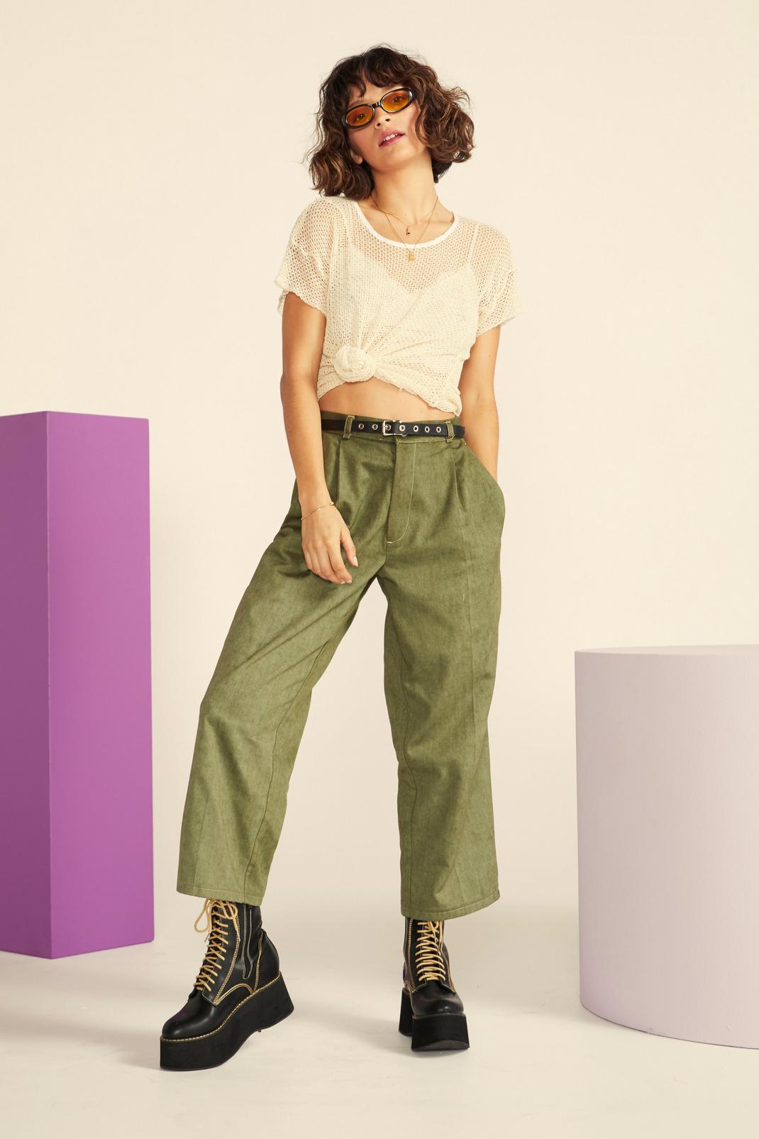 Nasty Gal Vintage Straight Off Twill Trousers image number 1