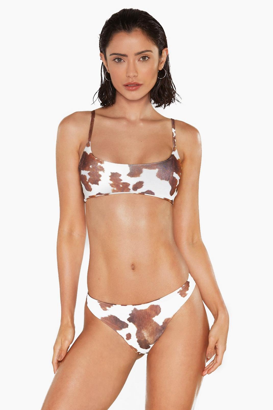 White Cow Square Neck Bikini Set image number 1