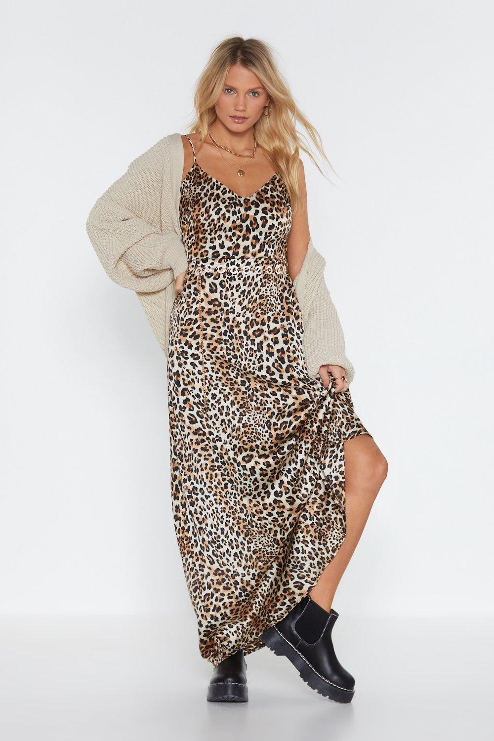 animal print slip dress