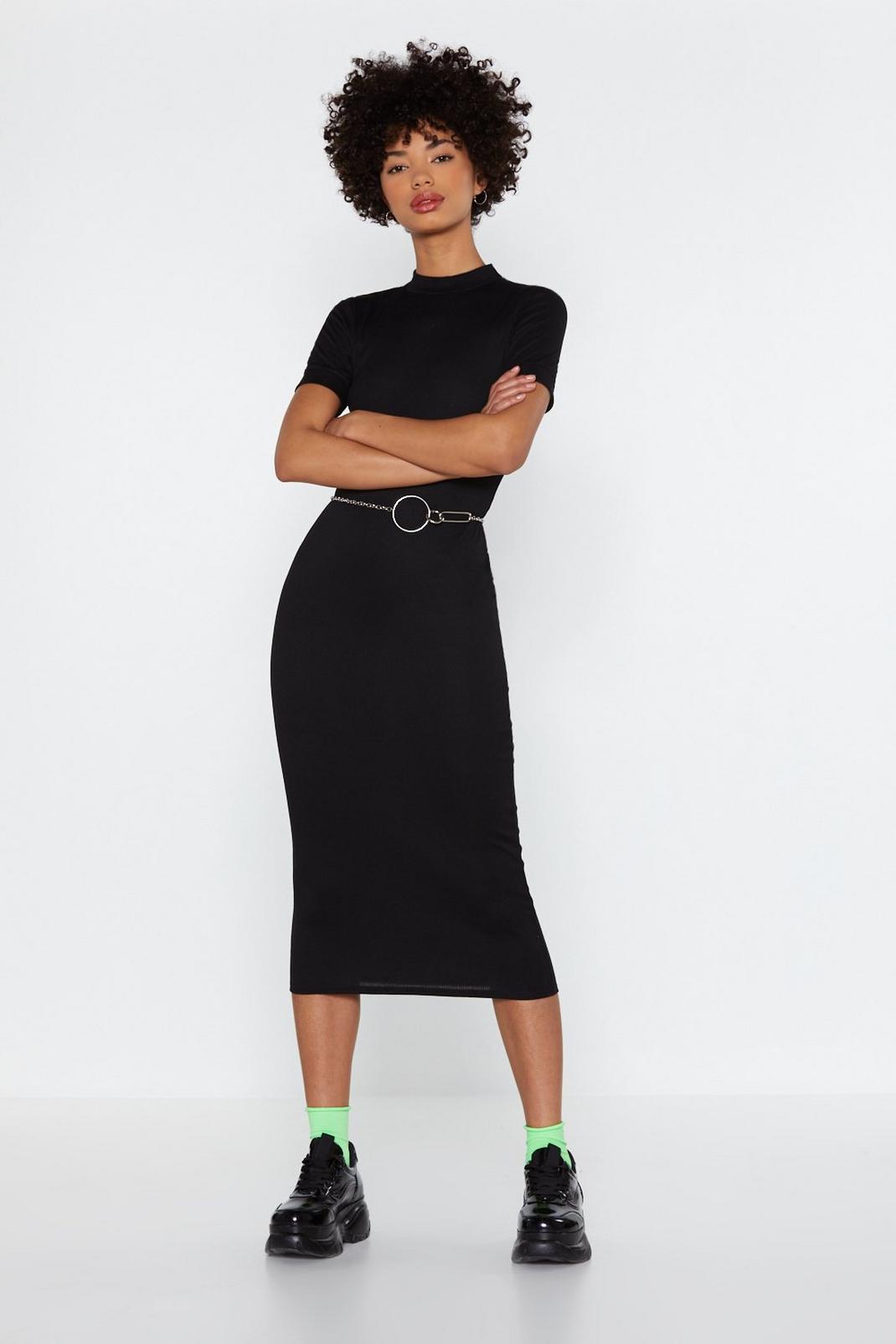 High Neck to Differ Midi Dress image number 1