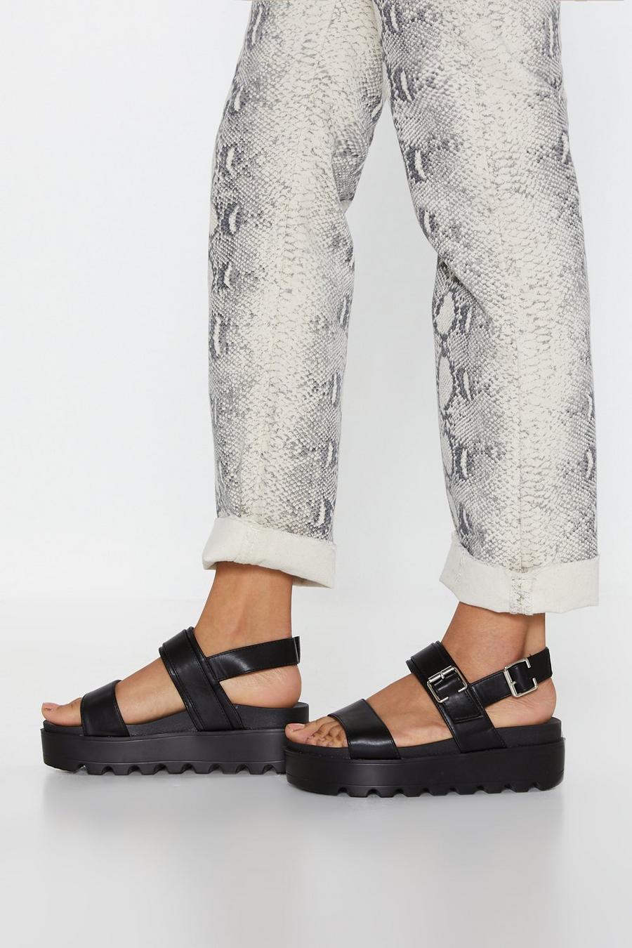Work Your Way Up Faux Leather Platform Sandals