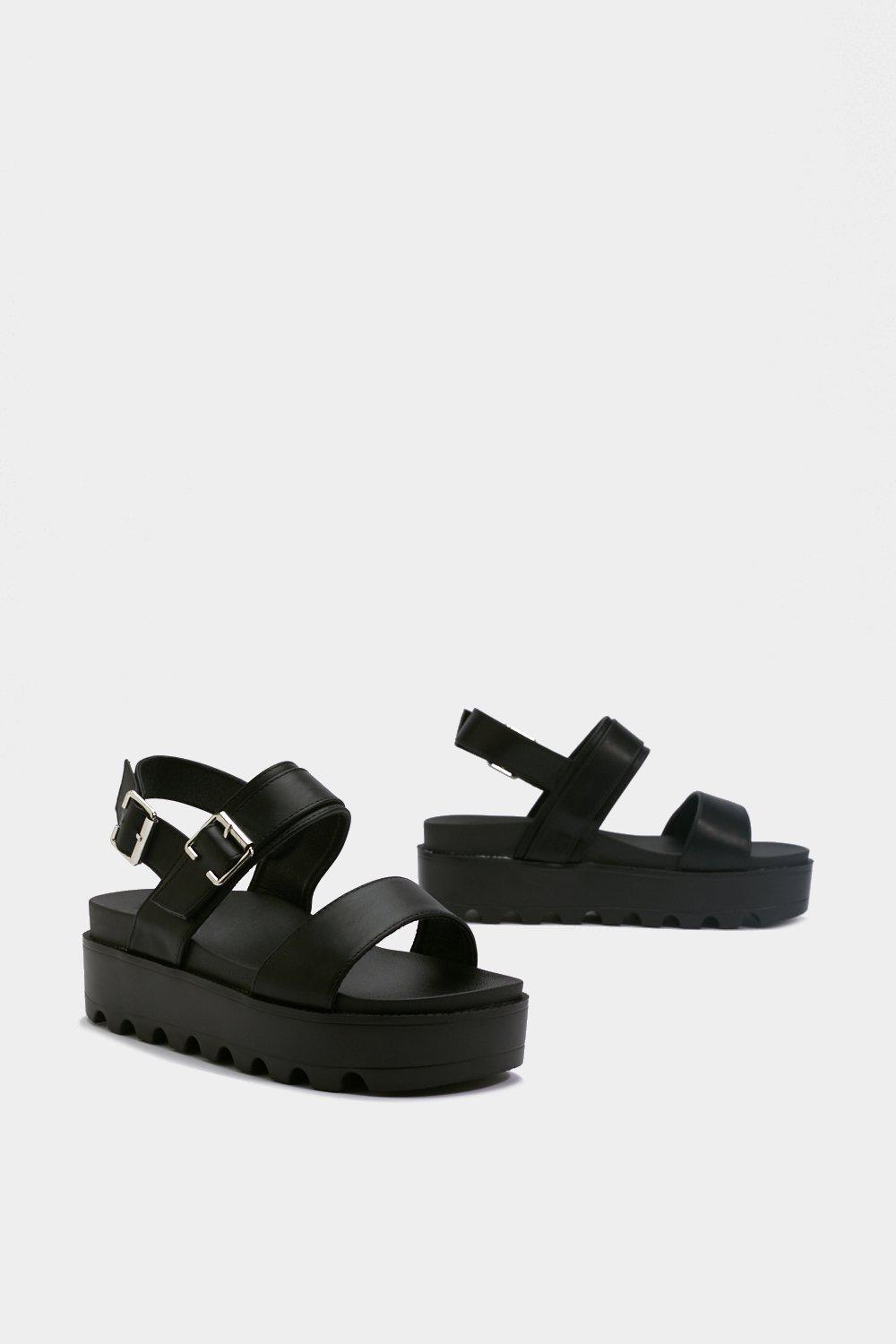 black platform sandals leather