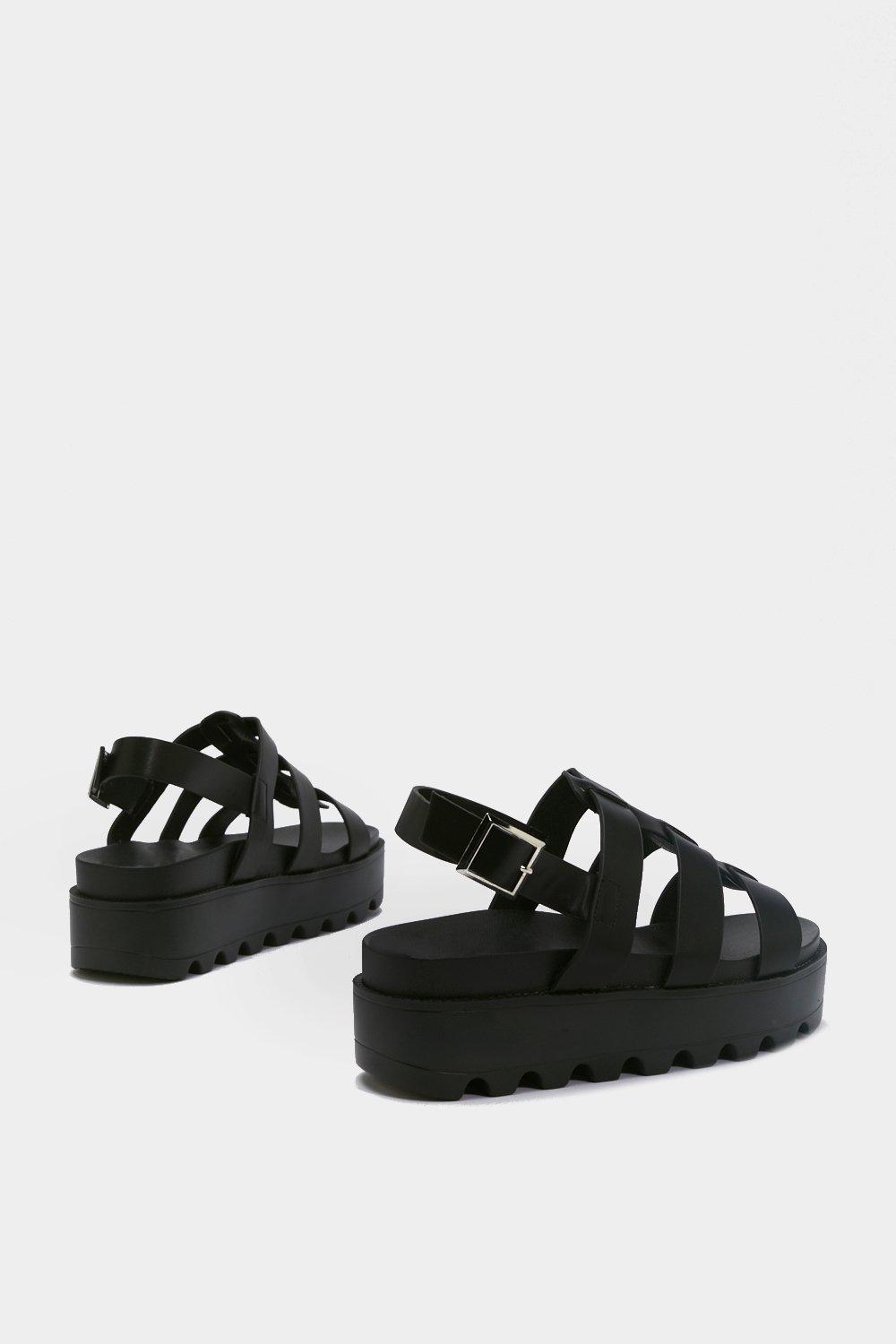 Black cleated platform online sandals