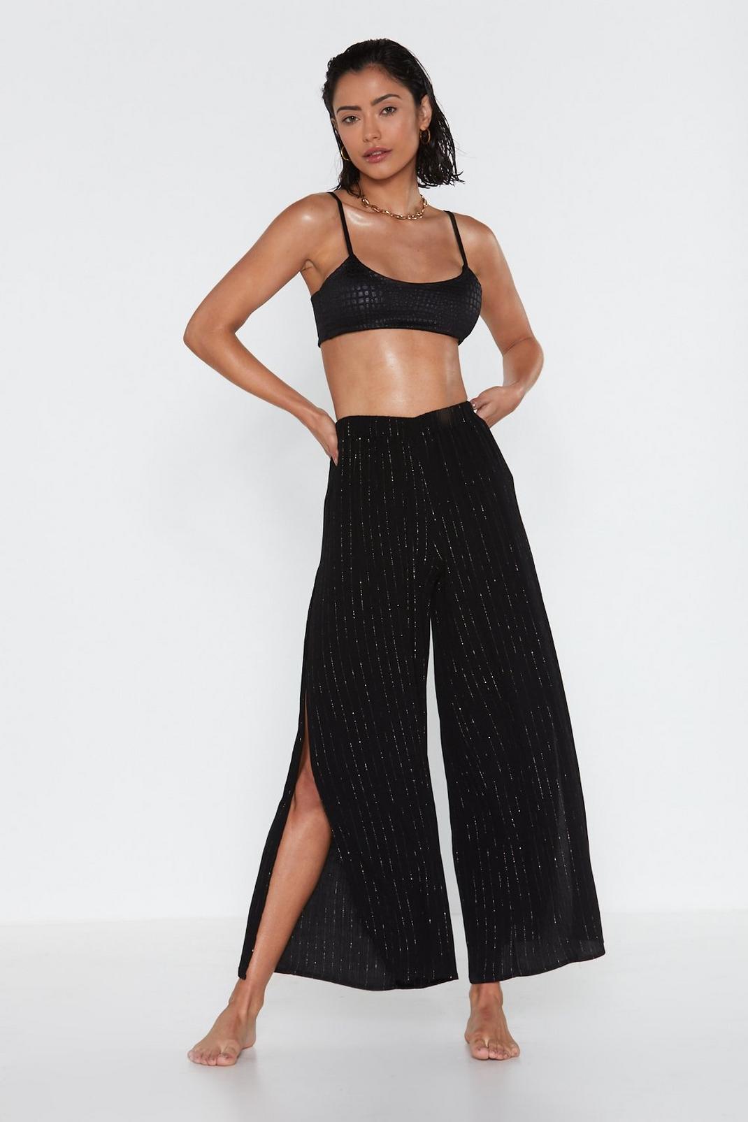 Slit Wide Leg Trousers image number 1