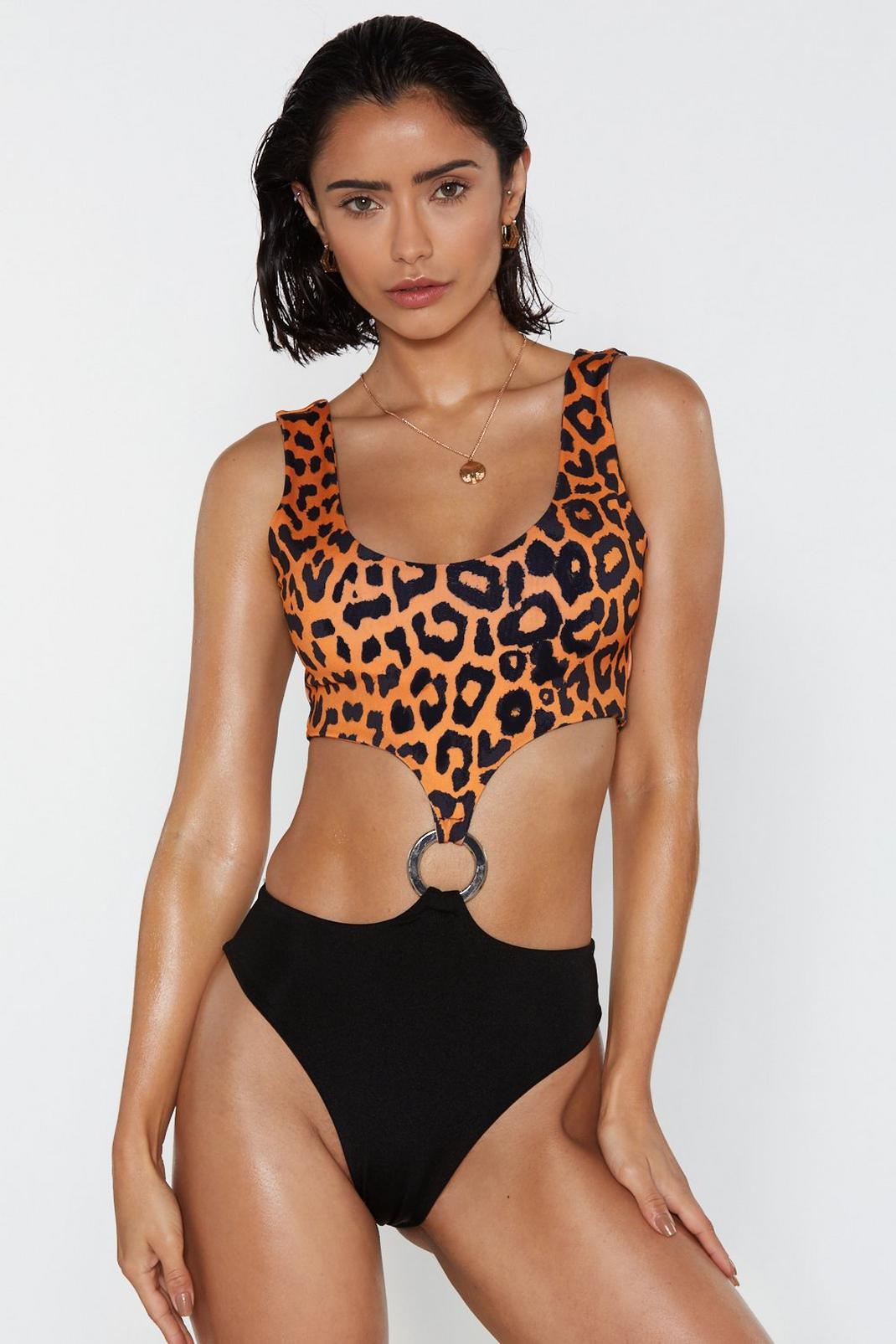 O-ring Your Praises Leopard High-Leg Swimsuit image number 1