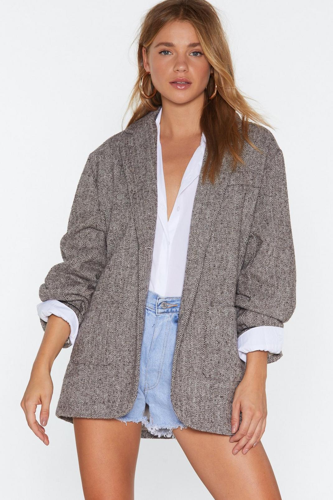 Brown Slouchy Oversized Blazer image number 1