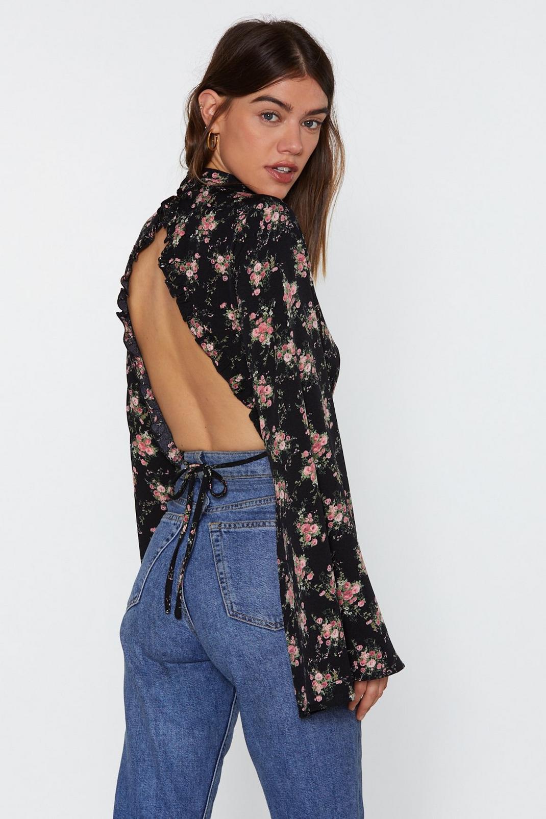 Petal or Nothing Open Back Floral Blouse | Nasty Gal