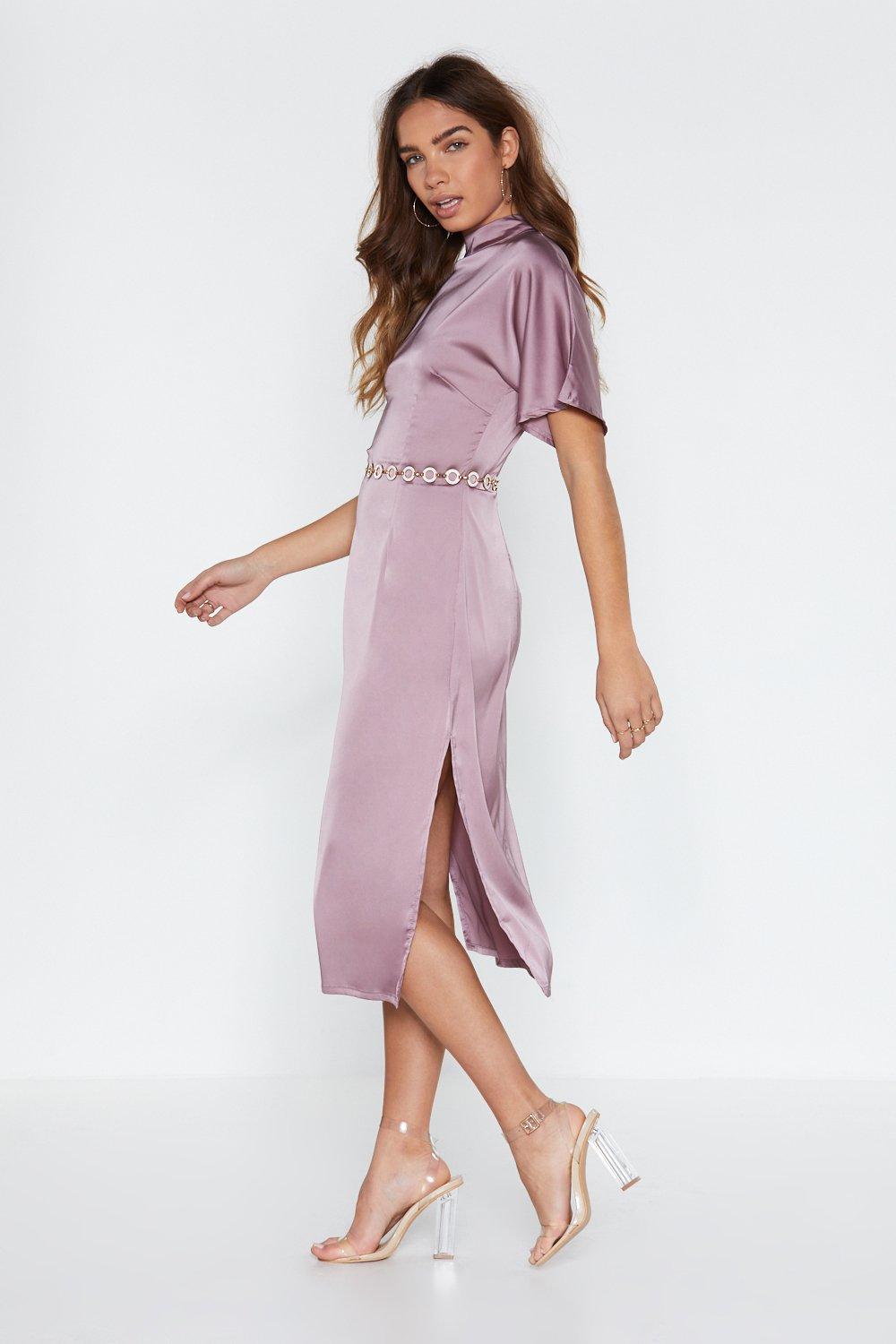 satin dress high neck