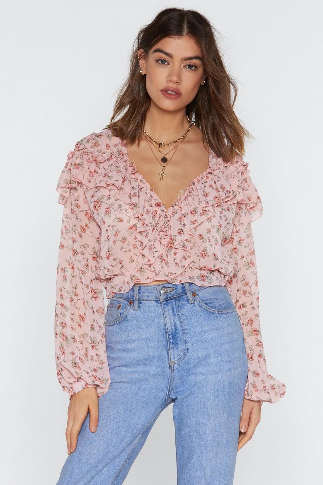 Shimmy Shimmy More Floral Cropped Blouse image number 1