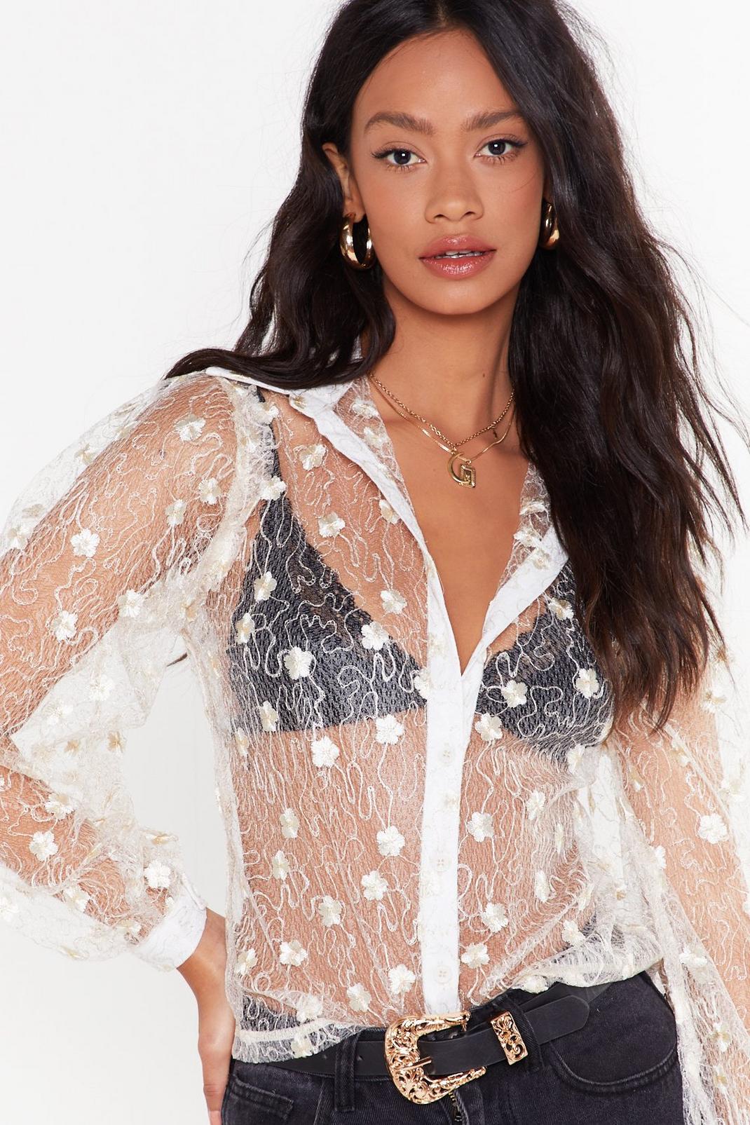 The Lace is on Floral Sheer Shirt image number 1