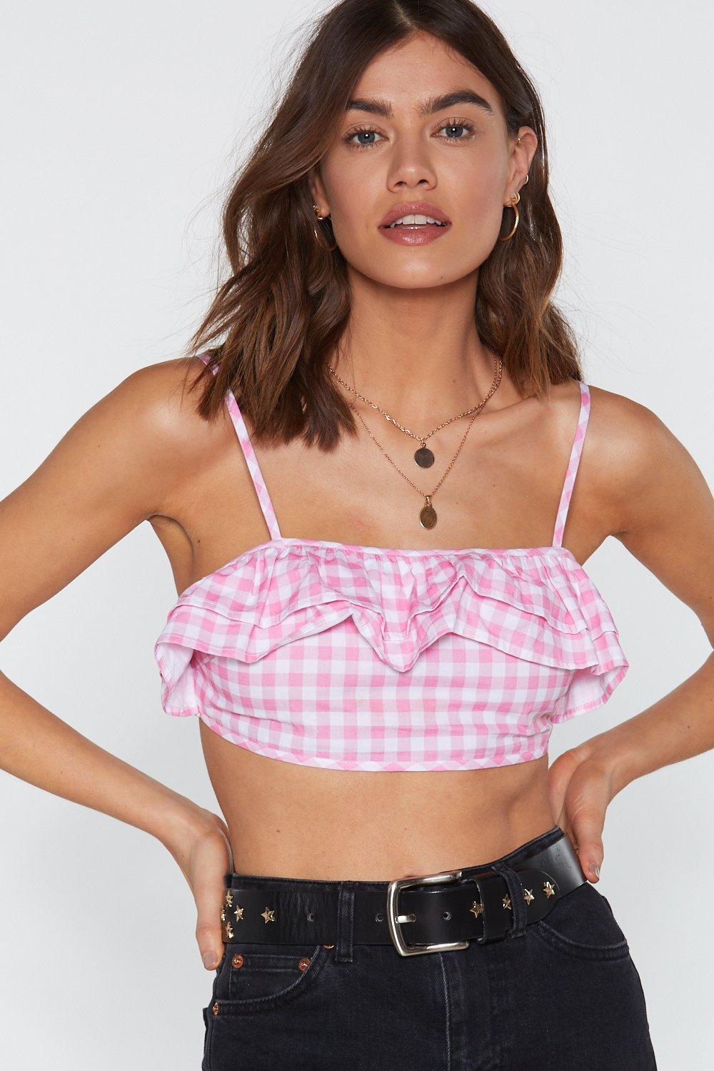 gingham ruffle top