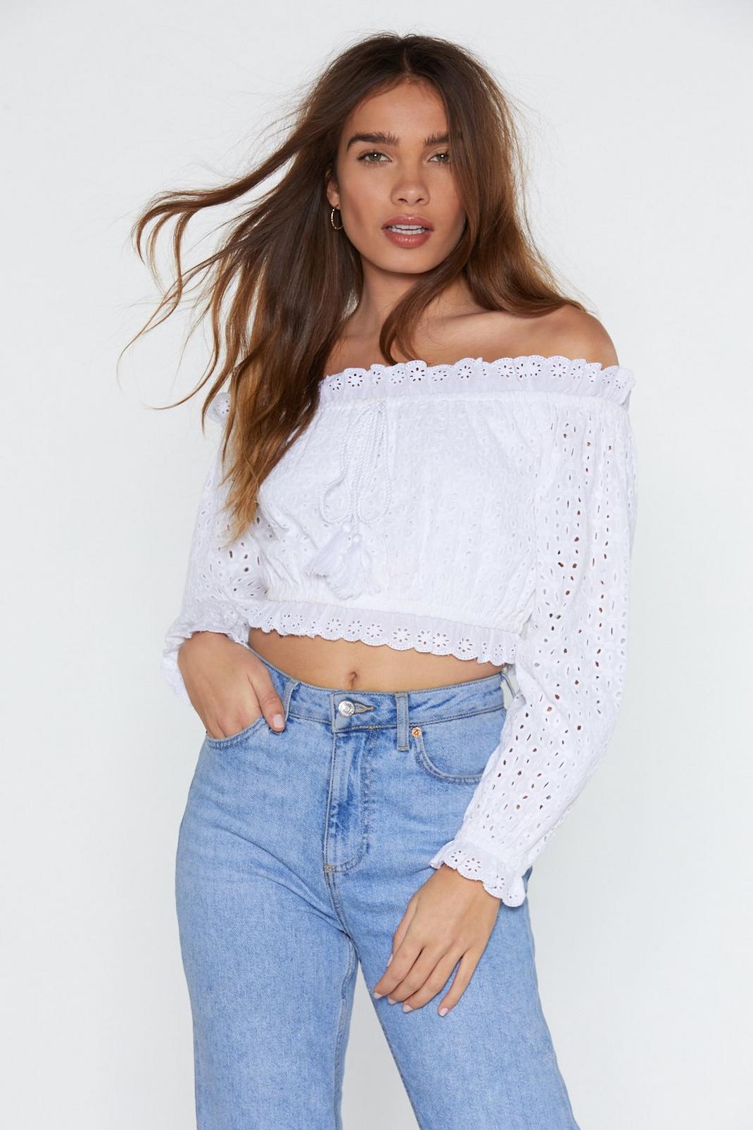 Hole-Heartedly Agree Broderie Crop Top image number 1