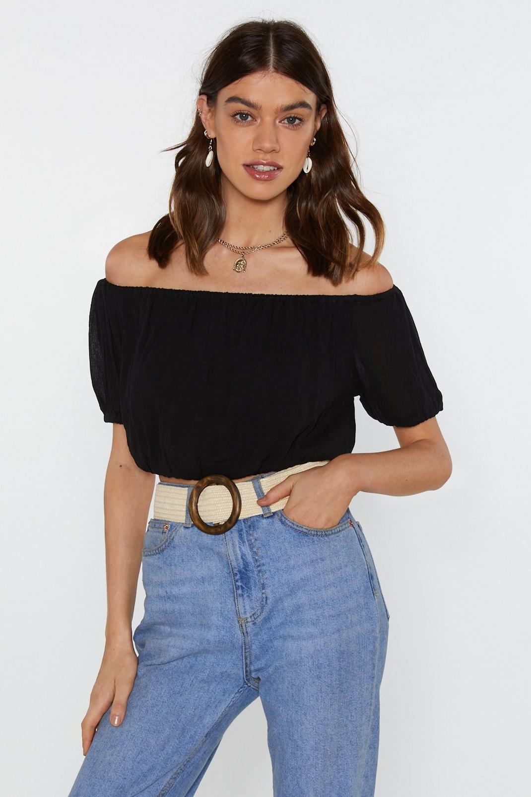 Cheesecloth Bardot Crop Top image number 1