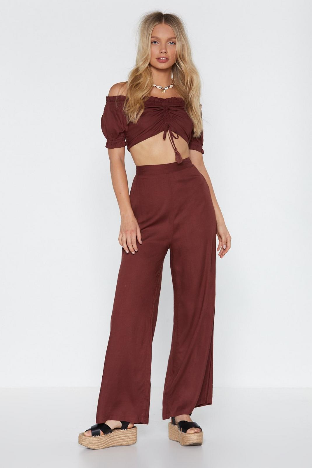 Big News Woven Wide-Leg Trousers image number 1