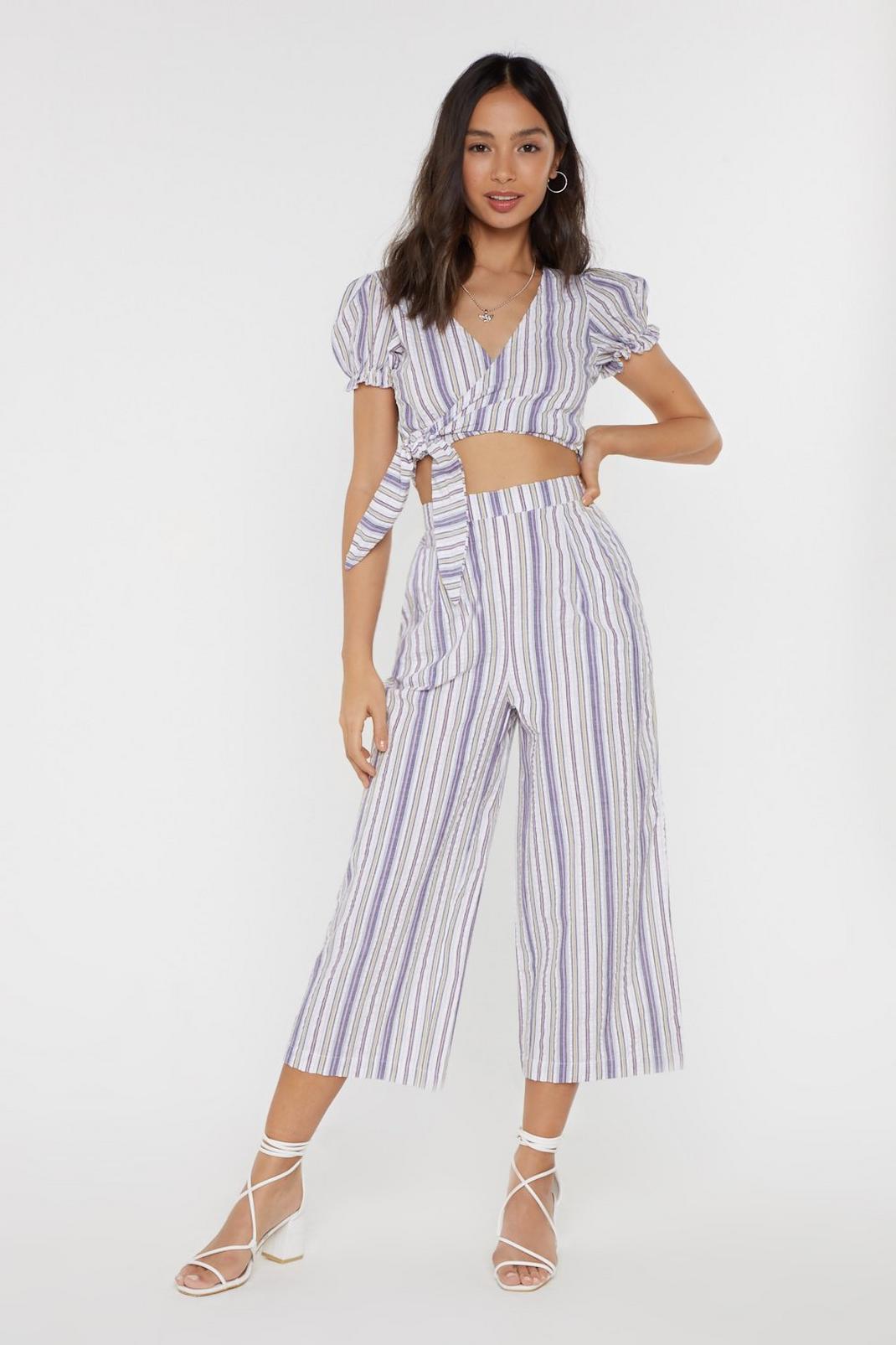 Stripe-r Active Cropped Wide-Leg Pants image number 1