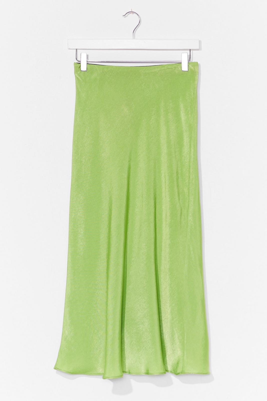 Apple green Slinky Satin Midi Skirt image number 1