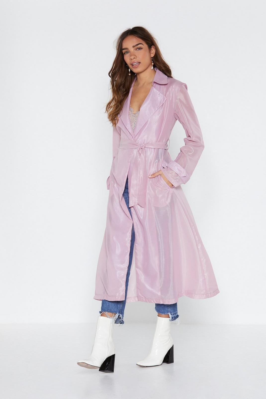 Pink Long Way Down Organza Trench Coat image number 1