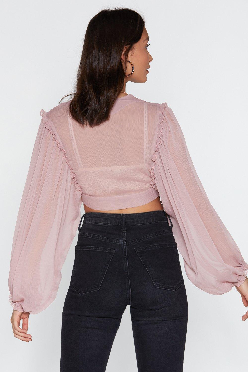 balloon sleeve tie top