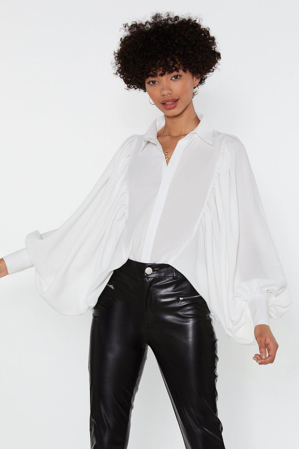 white balloon sleeve shirt