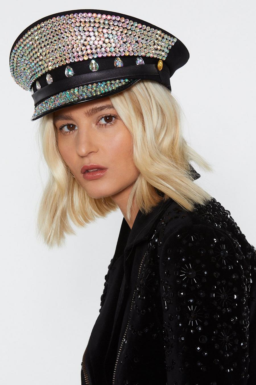 Embellished Diamante High Front Cap