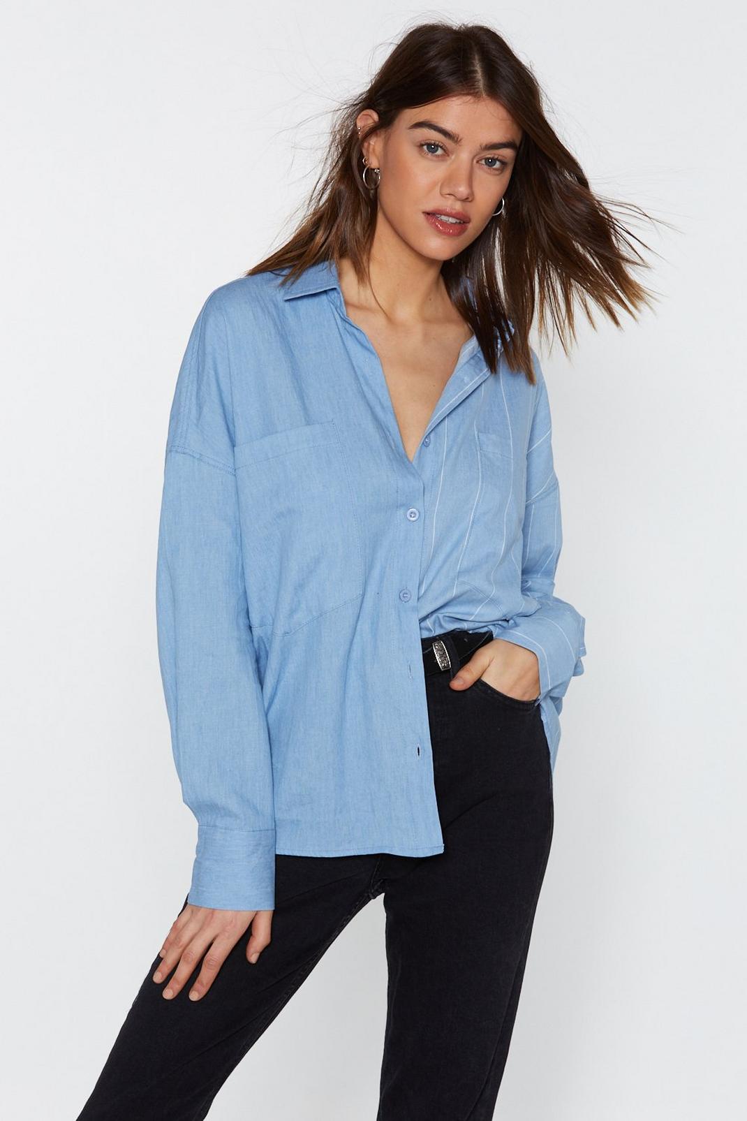 Tell a Thing or Two Striped Chambray Shirt image number 1