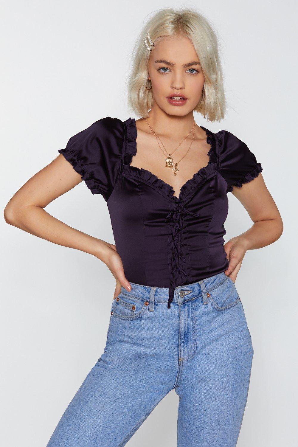 satin tie up top
