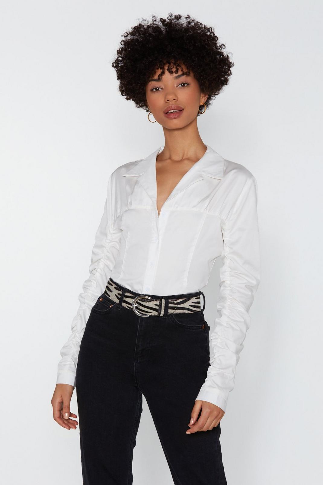 Ruche Out Fitted Ruched Shirt image number 1