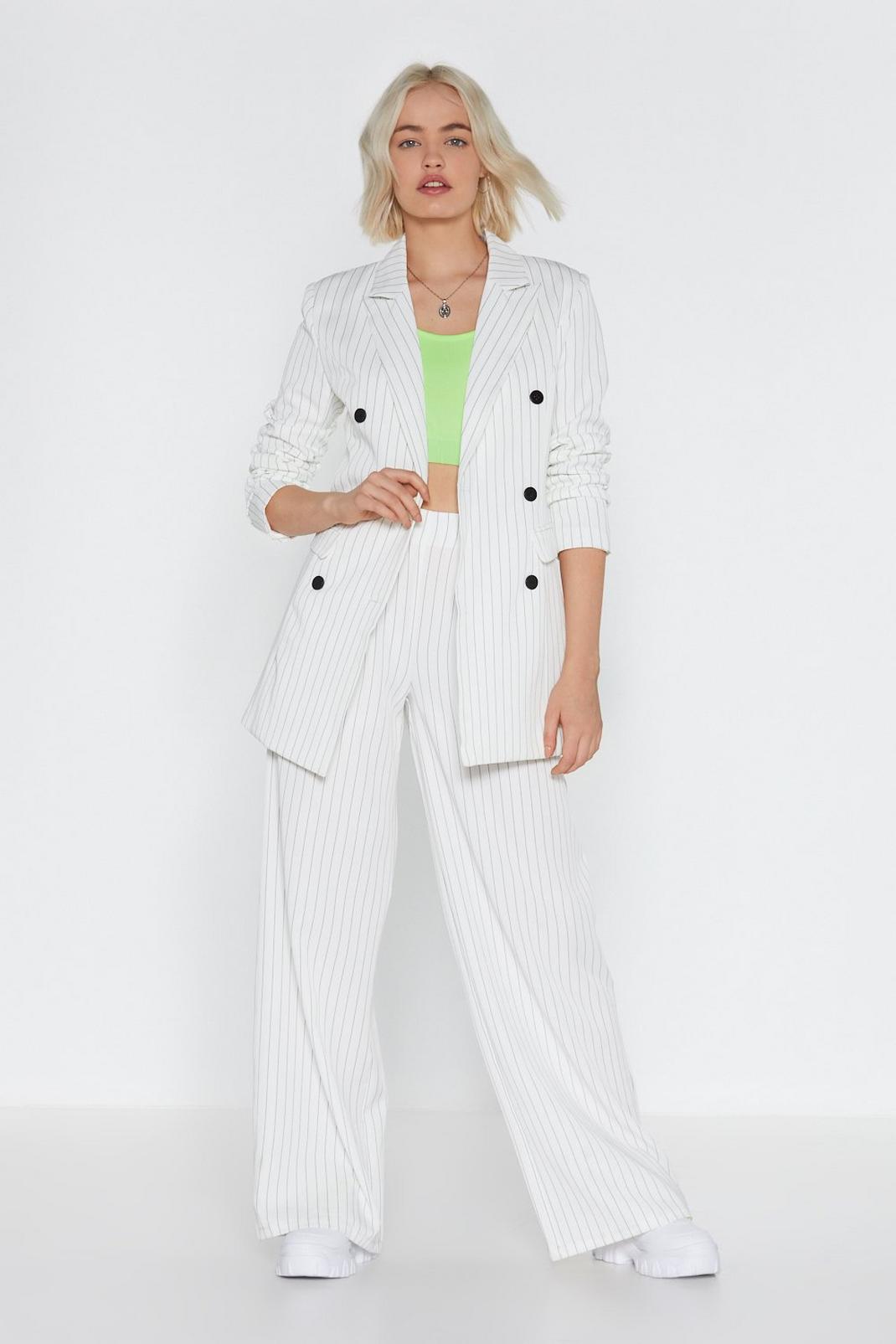 Cut in Line Pinstripe Wide-Leg Trousers image number 1