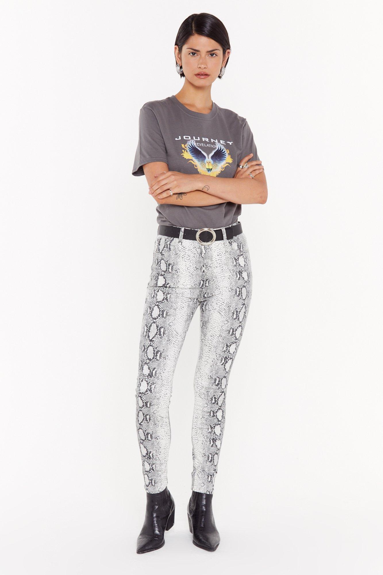 grey snake print skinny jeans