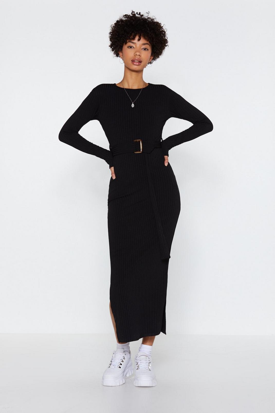 Ribbed and Ready Belted Midi Dress image number 1