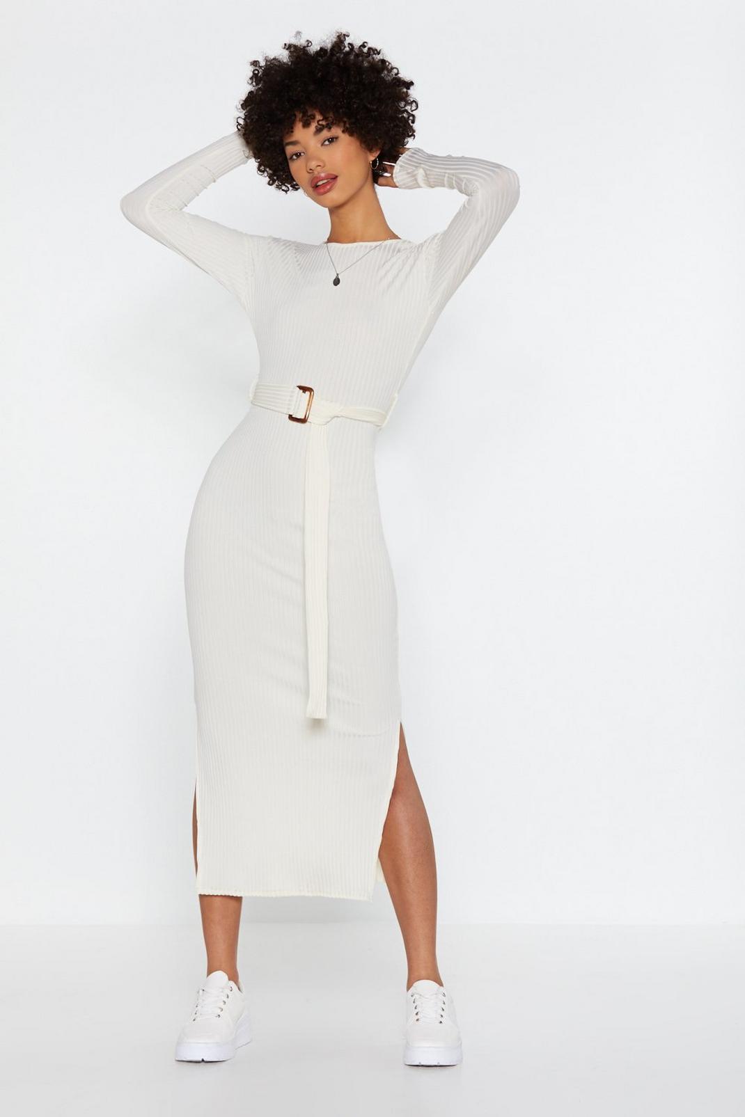 Ribbed and Ready Belted Midi Dress image number 1