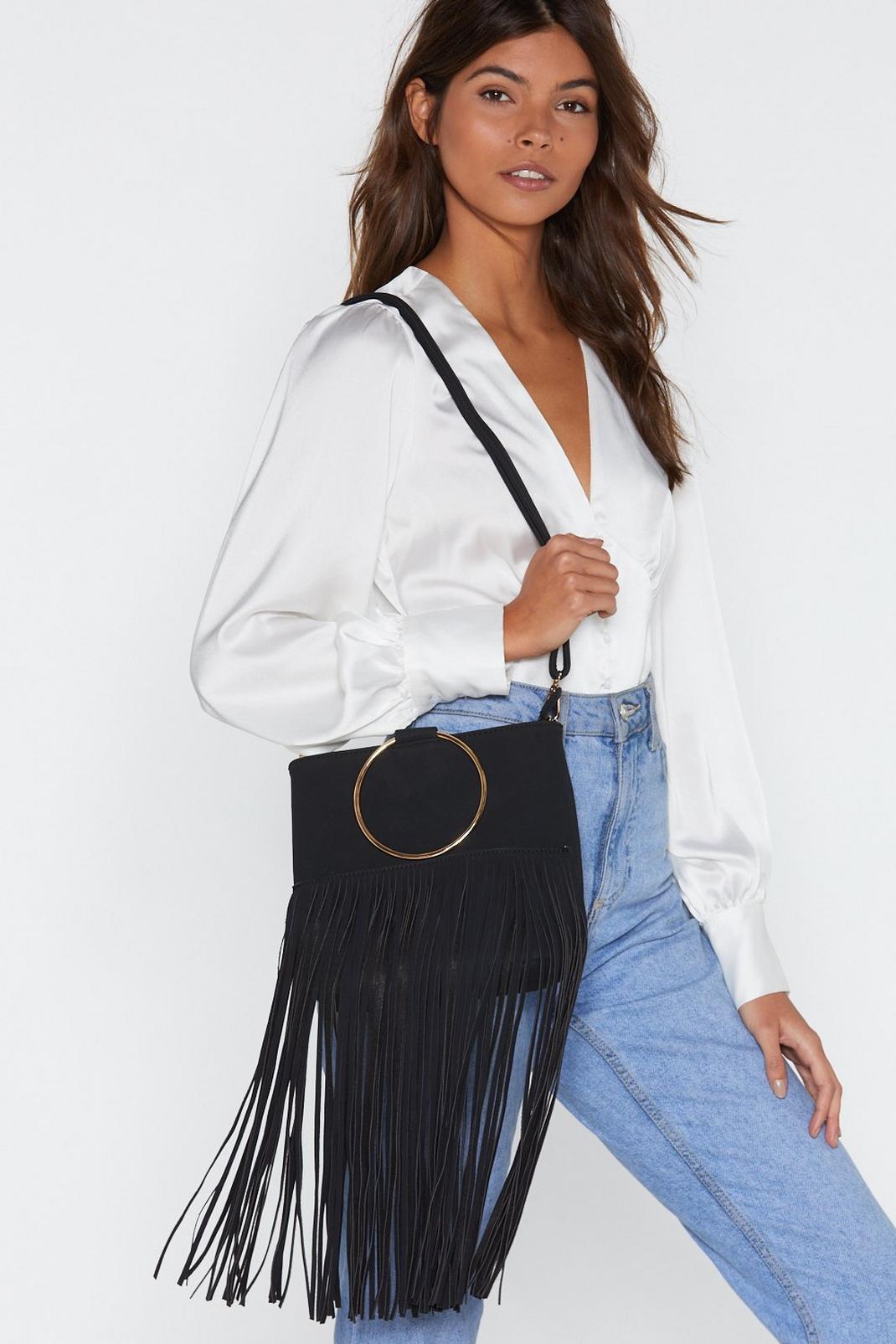 WANT Fringe on This Circle Handle Bag image number 1