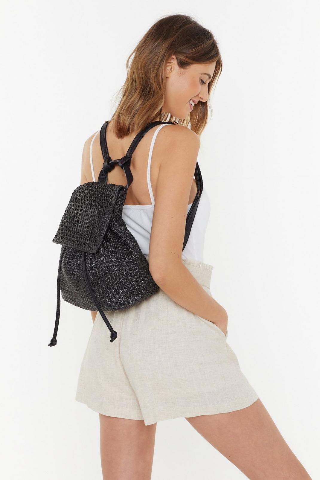 Woven Straw Backpack image number 1