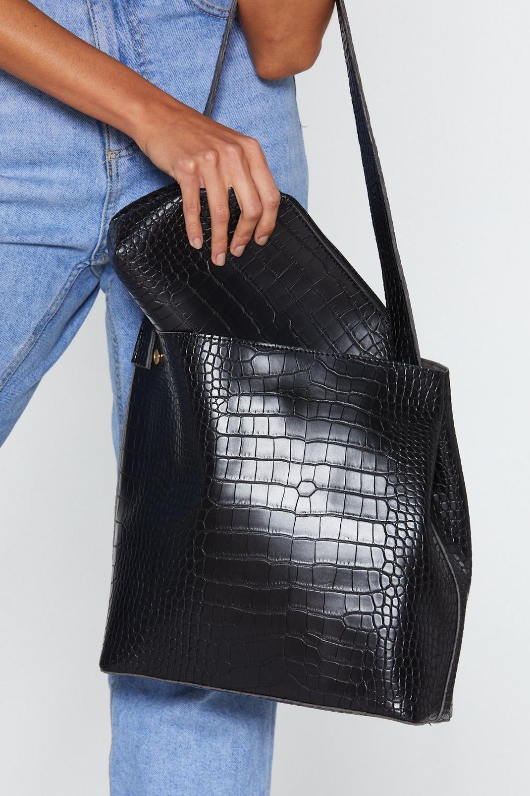 Faux Leather Croc Clutch and Tote Bag | Nasty Gal