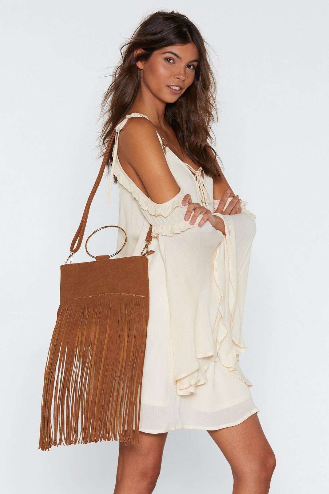 WANT Fringe on This Circle Handle Bag image number 1