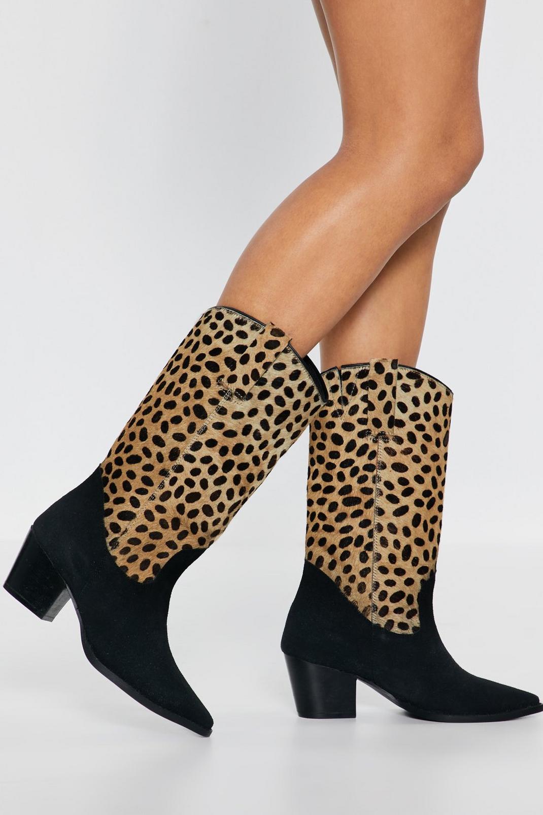 To the West of Your Knowledge Calf Leopard Suede Boots image number 1