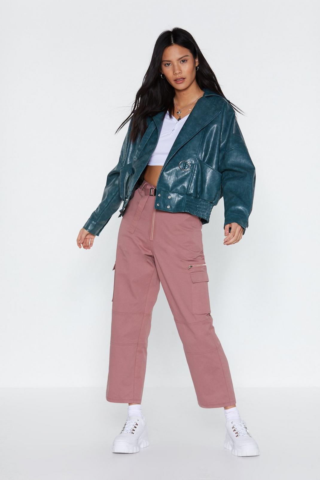 Go With the Faux Leather Cropped Jacket image number 1
