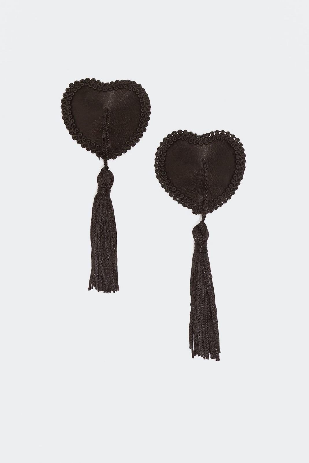 Black Young Hearts Nipple Tassels image number 1