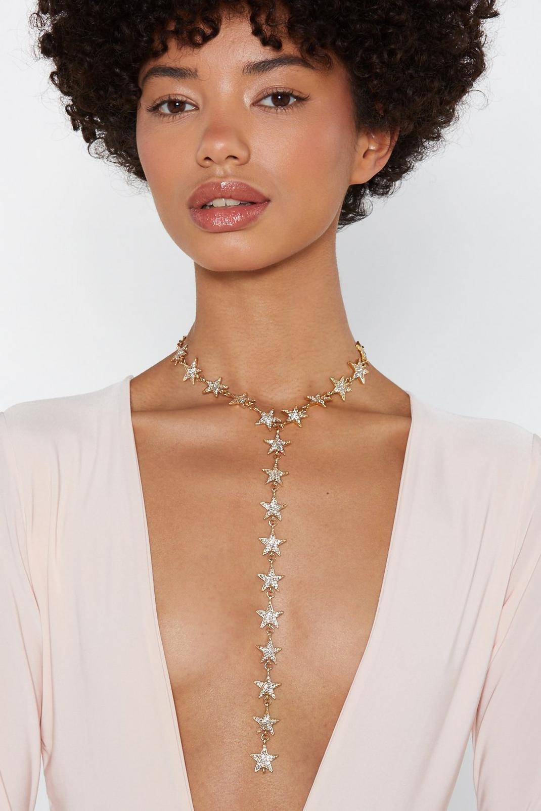 Gold Stars Drop Choker Necklace image number 1