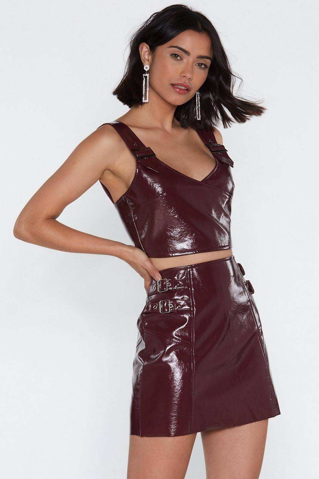 As If I Care Faux Leather Mini Skirt image number 1