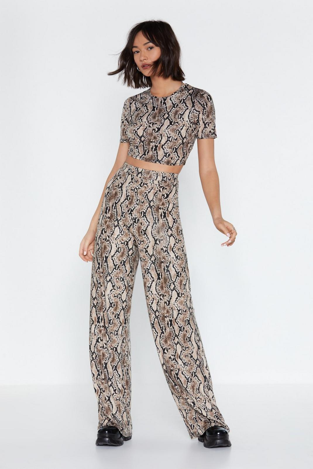 Snake Me Down Crop Top and Wide-Leg Trousers Set image number 1