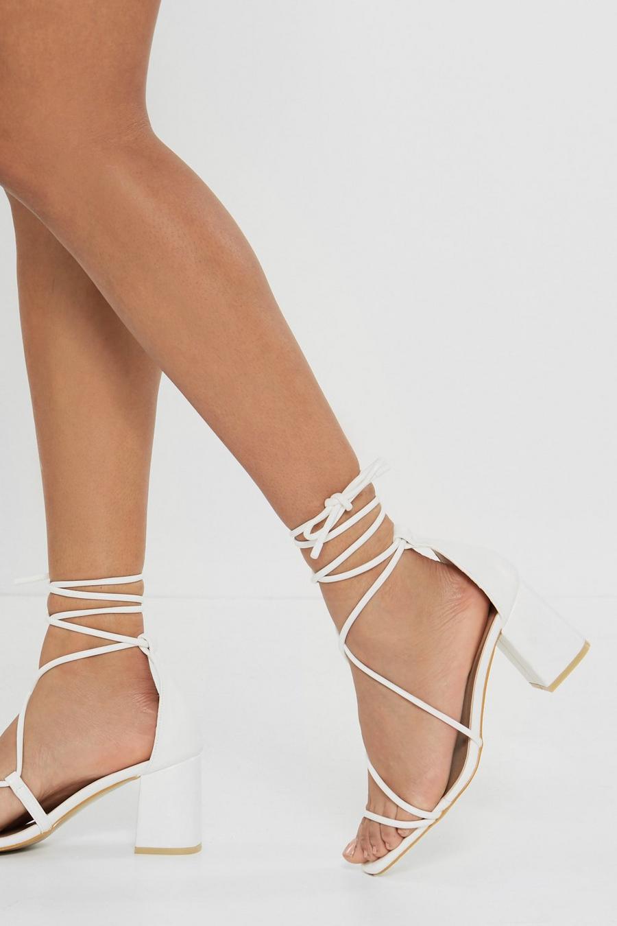 Strappy Lace Up Block Heel Sandals