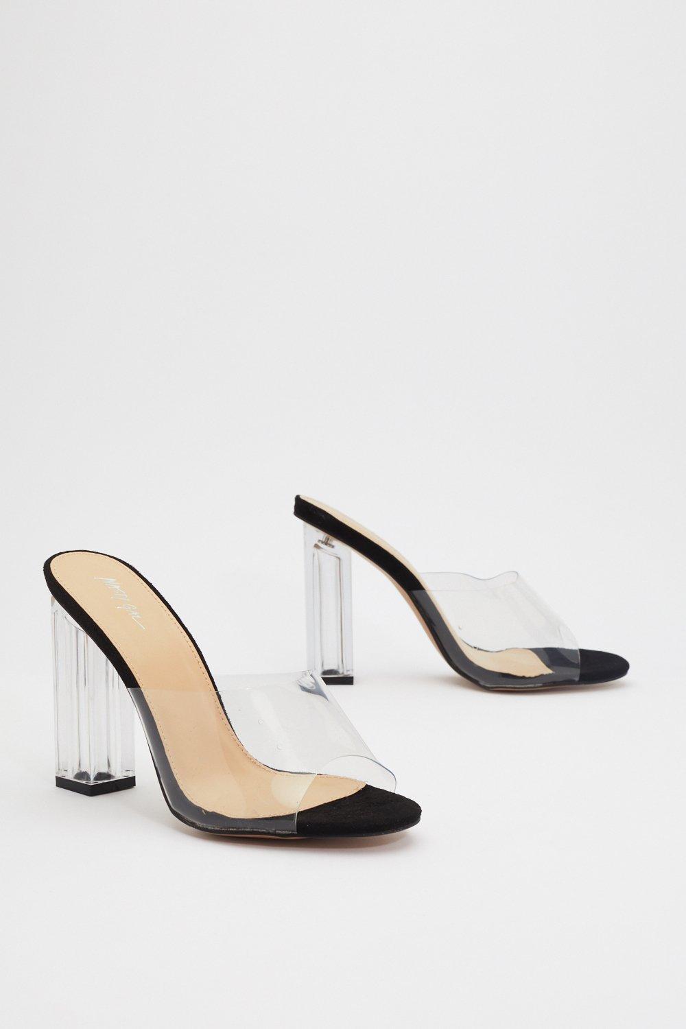 black and perspex heels