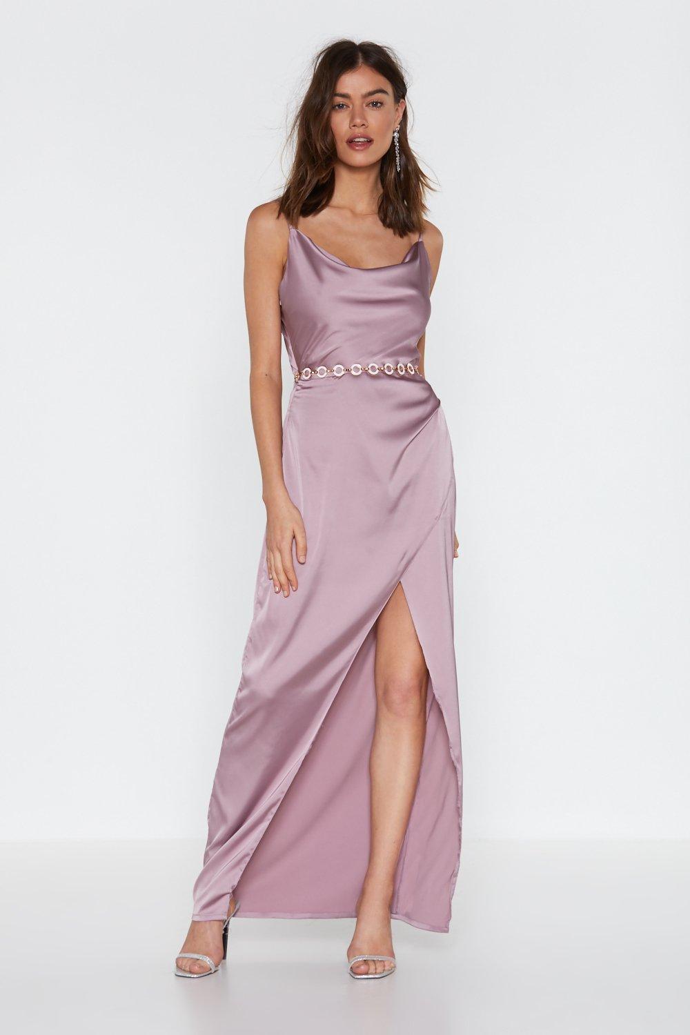 satin mauve dress