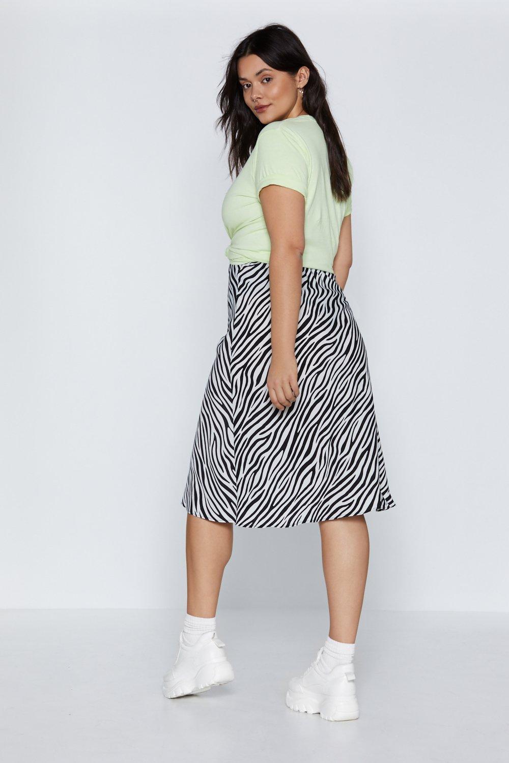 Petite Zebra Print Plisse Midi Skirt