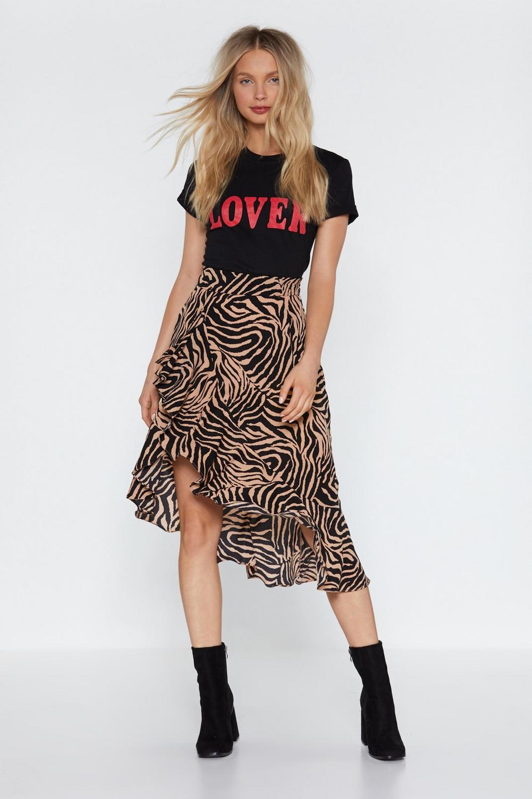 Frilled to Pieces Zebra Midi Skirt image number 1