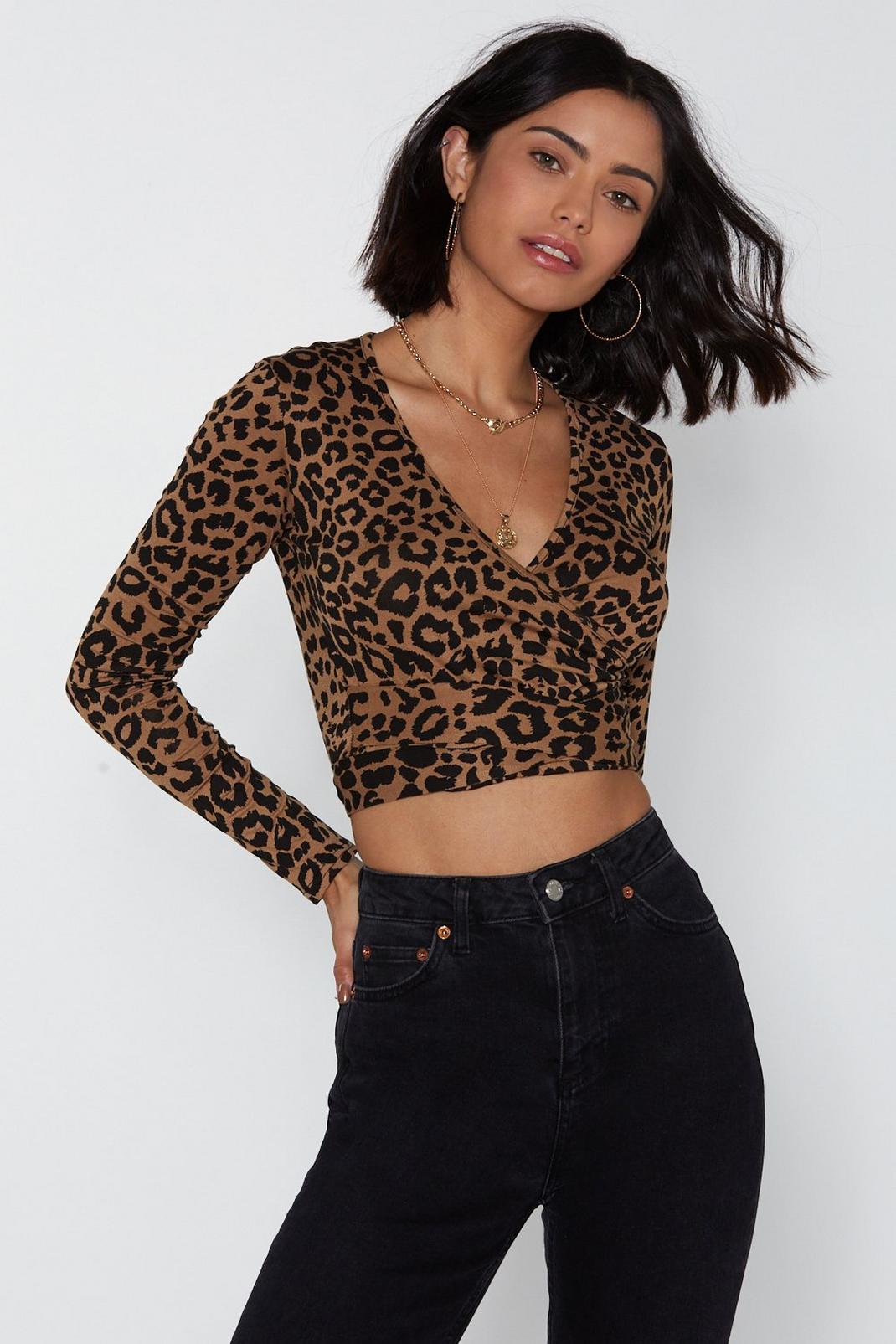 Tail Me Everything Leopard Wrap Top image number 1