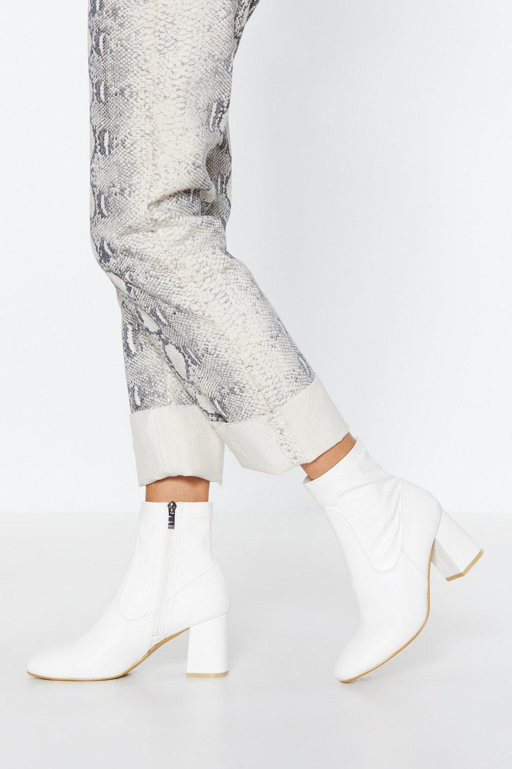 white heeled chelsea boots