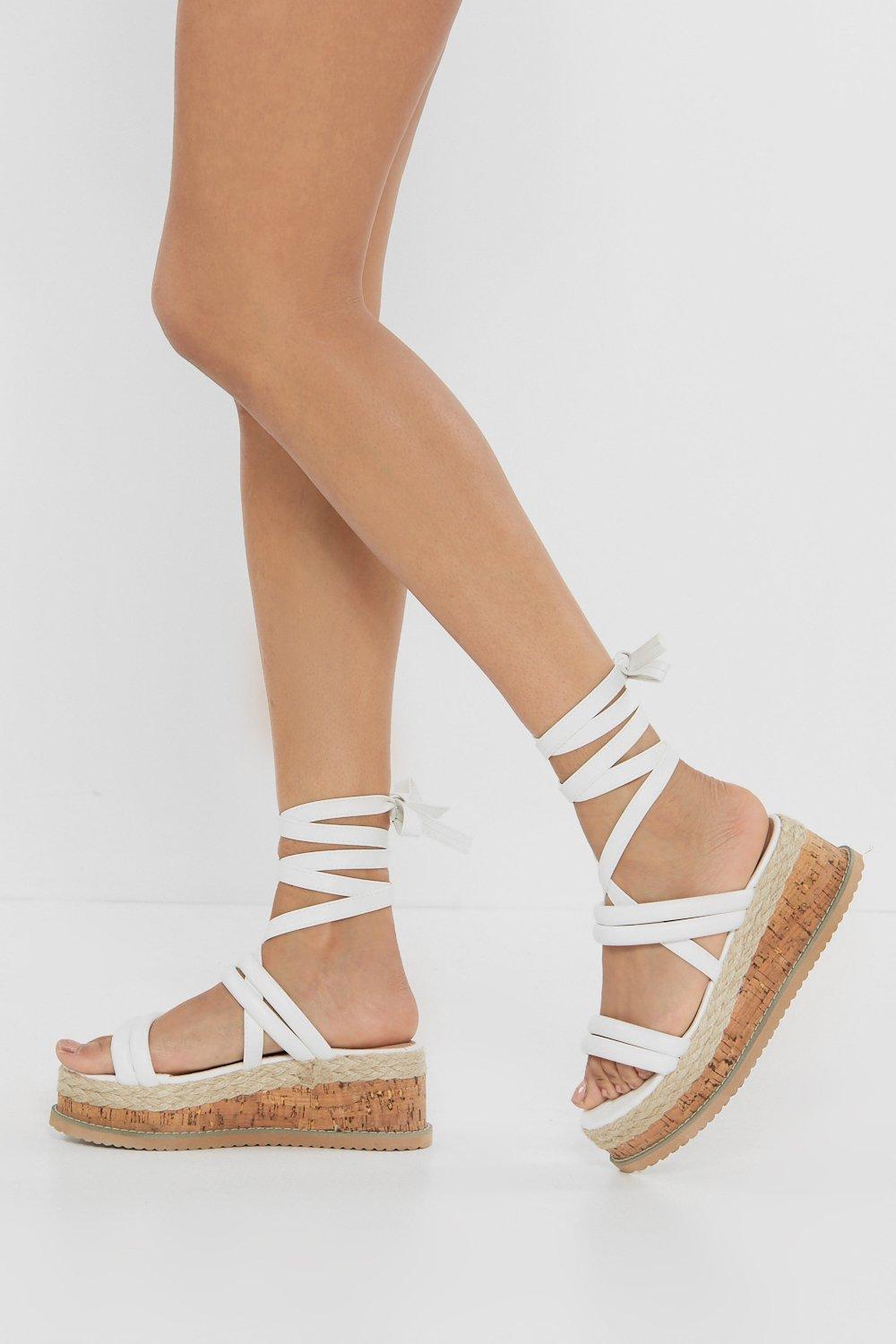 white wrap sandals